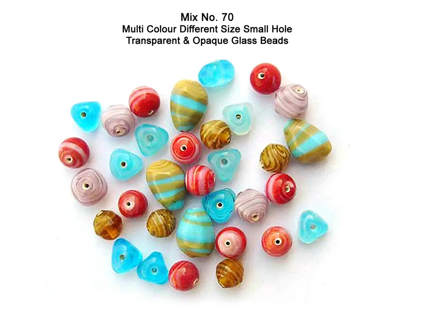 Multi color different size small hole transparent and opaque glass beads